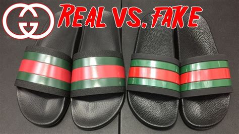 fake gucci's leather slides|Real vs Fake Gucci Slides .